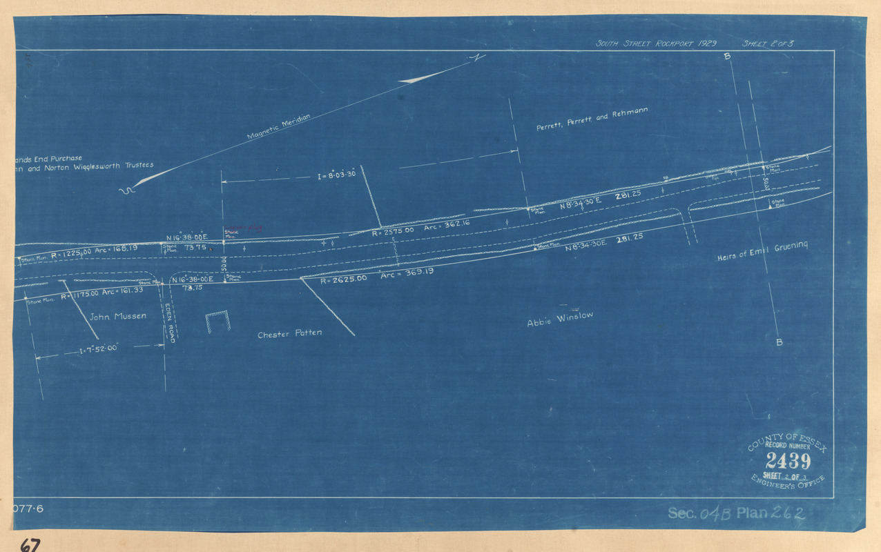 Plan of a portion of South Street from Thatcher's Road Northerly in the Town of Rockport as altered