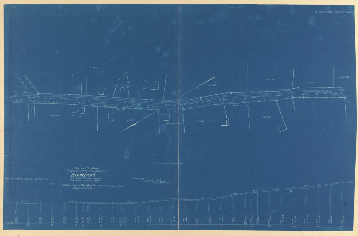 Plan and profile of proposed state highway in Rockport