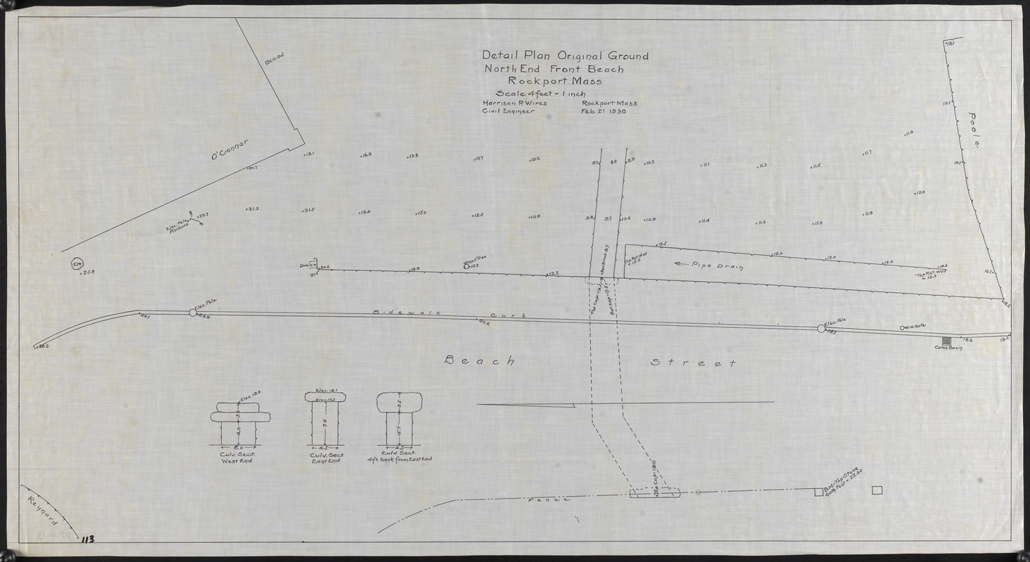 Detail plan, original ground, North End, Front Beach, Rockport, Mass.