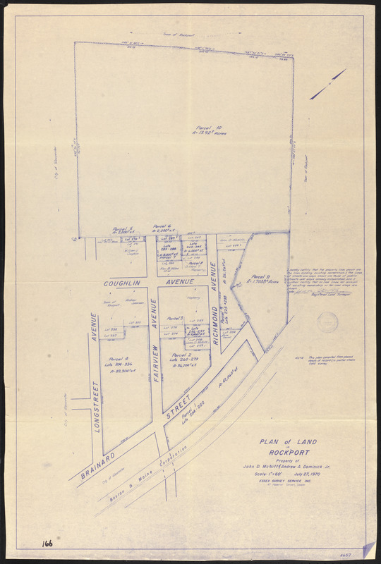Plan of land in Rockport, property of John D. McNiff & Andrew A. Dominick Jr.