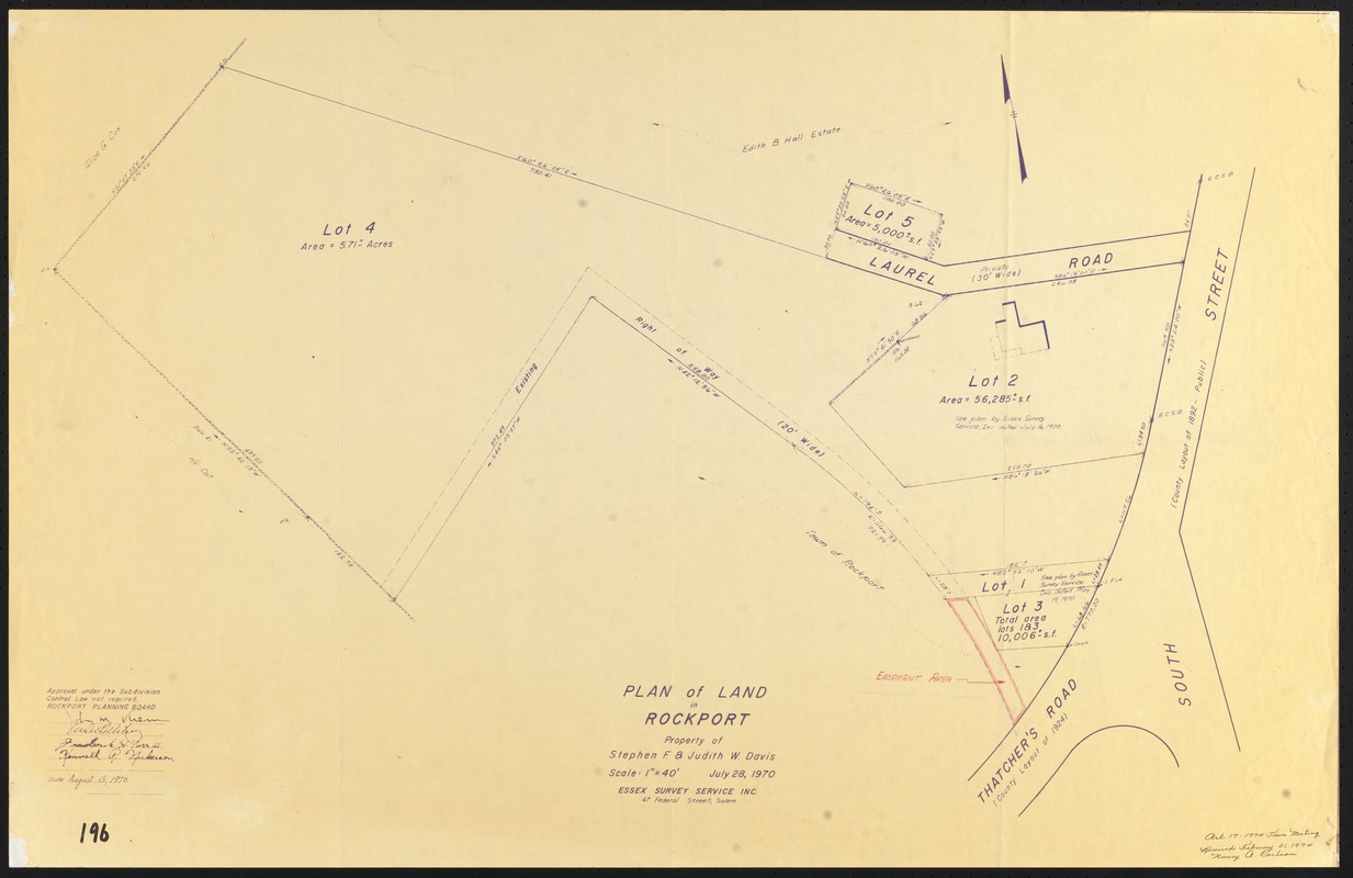 Plan of land in Rockport, property of Stephen F. & Judith W. Davis