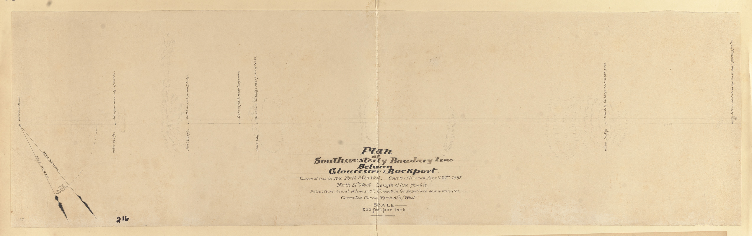 Plan of southwesterly boudary line between Gloucester & Rockport