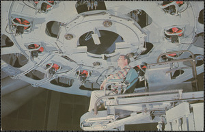 Palomar Mountain, California, 200" observatory - observer is seated at the Casse-grain focus ready to insert the photographic plate