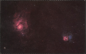 Lagoon and Trifid nebulae in the constellation of Sagittarius
