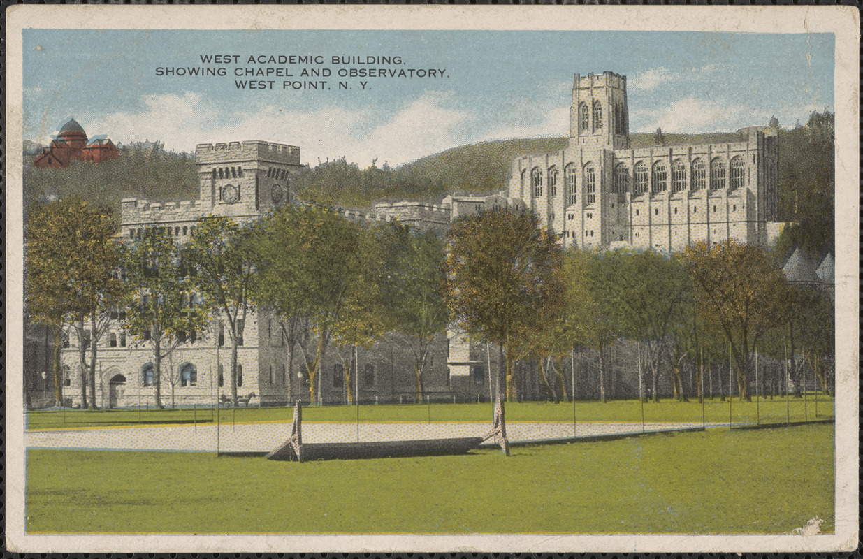 West Academic Building showing chapel and observatory, West Point, N. Y.