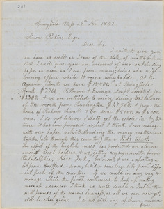 John Brown autograph letter signed to Simon Perkins, Springfield, Mass., 24 November 1847