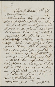F. B. Sanborn autograph letter signed to [Thomas Wentworth Higginson], Concord, 8 March [18]58