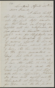 F. B. Sanborn autograph letter signed to [Thomas Wentworth Higginson], Concord, 20 April 1858