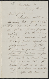 Thomas Wentworth Higginson autograph letter signed to John Brown, Brattleboro, Vt., 7 May 1858