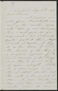 F. B. Sanborn autograph letter signed to [Thomas Wentworth Higginson], Concord, 11 May 1858