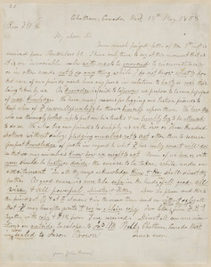 John Brown autograph letter to Thomas Wentworth Higginson, Chatham, Canada West., 14 May 1858
