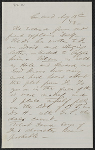 F. B. Sanborn autograph letter signed to [Thomas Wentworth Higginson], Concord, 18 May [18]58