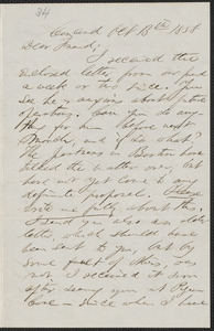 F. B. Sanborn autograph letter signed to [Thomas Wentworth Higginson], Concord, 13 October 1858