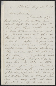 F. B. Sanborn autograph letter signed to [Thomas Wentworth Higginson], Boston, 30 May [18]59
