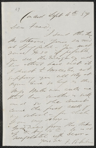 F. B. Sanborn autograph letter signed to [Thomas Wentworth Higginson], Concord, 4 September [18]59