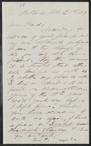 F. B. Sanborn autograph letter to [Thomas Wentworth Higginson], Portland [Maine], 21 October 1859