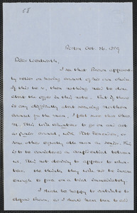 William Ingersoll Bowditch autograph letter signed to Thomas Wentworth Higginson, Boston, 26 October 1859