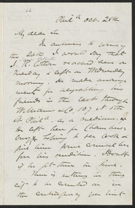 James Miller M’Kim autograph letter signed to [Thomas Wentworth Higginson], Philadelphia, 28 October [1859]
