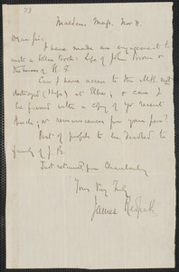James Redpath autograph letter signed to [Thomas Wentworth Higginson], Malden, 8 November [1859]