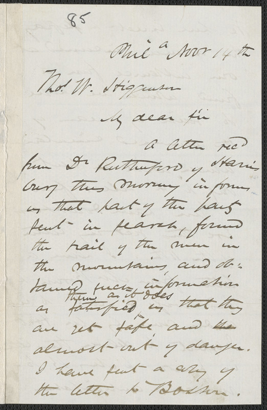 James Miller M’Kim autograph letter signed to Thomas Wentworth Higginson, Phila[delphia], 14 November [1859]