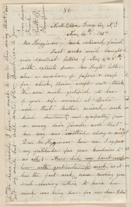 Ruth Brown Thompson autograph letter signed to Thomas Wentworth Higginson, North Elba Essex Co., N.Y., 14 &16 November 1859