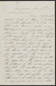F. B. Sanborn autograph letter to [Thomas Wentworth Higginson], Concord, 17 November 1859