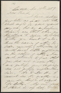 F. B. Sanborn autograph letter signed to [Thomas Wentworth Higginson], Concord, 19 November 1859