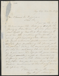 Florence Birney Jennison autograph letter signed to Thomas Wentworth Higginson, Bay City, [Mich.], 20 November 1859
