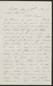F. B. Sanborn autograph letter signed to [Thomas Wentworth Higginson], Boston, 5 January 1857