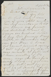 Charles Plummer Tidd autograph letter signed to Thomas Wentworth Higginson, Tidioute, Warren Co., Pa., 18 September 1860