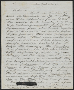 John W. LeBarnes autograph letter to [Thomas Wentworth Higginson], New York, 27 November [1859]