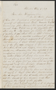 Elisabeth E. Tidd autograph letter signed to Thomas Wentworth Higginson, Clinton, 5 December [18]59