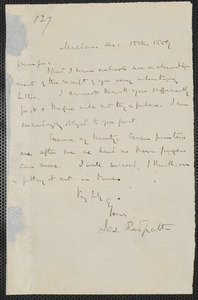 James Redpath autograph letter signed to Thomas Wentworth Higginson, Malden, 15 December 1859