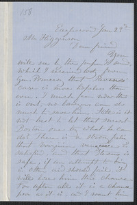 Rebecca Buffum Spring letter signed to [Thomas Wentworth Higginson], Eagleswood [Perth Amboy, N.J.], 23 January [1860]