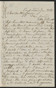 Rebecca Buffum Spring autograph letter signed to Thomas Wentworth Higginson, Eagleswood [Perth Amboy, N.J.], 30 January [1860]