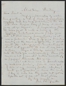 James Redpath autograph letter signed to [Thomas Wentworth Higginson], Malden