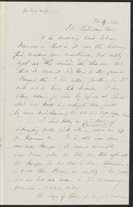 Thomas Wentworth Higginson autograph letter to [Mrs. Mary Elizabeth Channing Higginson, Harrisburg, PA], 18 February 1860