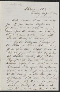 Thomas Wentworth Higginson autograph letter to [Mrs. Mary Elizabeth Channing Higginson], Cleveland, Ohio, [21 February 1860]