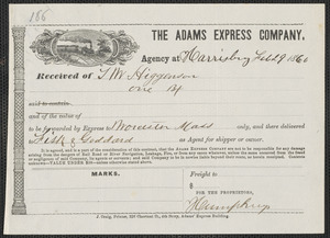 Humphreys autograph document signed for Thomas Wentworth Higginson, Harrisburg, [PA], 29 February 1860