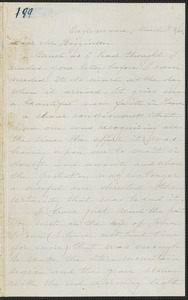Caroline Cushing Andrews Leighton autograph letter signed to Thomas Wentworth Higginson, [Eagleswood Perth Amboy, N.J.], 29 March [18]60