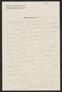 Edward Robeson Taylor autograph letter signed to Thomas Wentworth Higginson, San Francisco, 8 January 1900