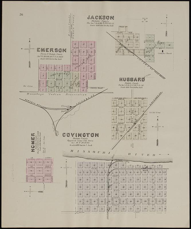 Dakota City ; Jackson, Dakota County ; Emerson, Dixon & Dakota County ; Hubbard, Dakota County ; Covington, Dakota County ; Homer, Dakota County