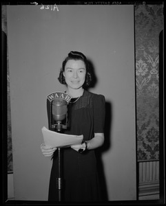 Ruth Moss at WAAB microphone