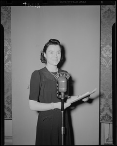 Ruth Moss at WAAB microphone