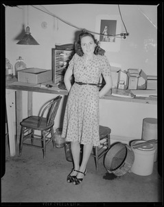Unidentified woman in photography studio