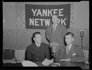 Gene Tunney, Jack Stanley, and an unidentified man at WNAC