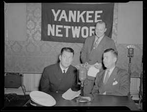 Gene Tunney, Jack Stanley, and an unidentified man at WNAC
