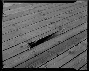 Damaged plank on roof deck