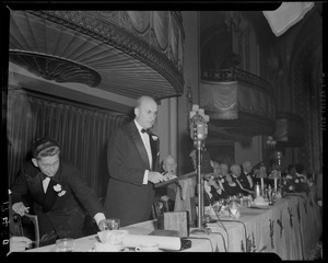 Treasury Secretary Henry J. Morgenthau Jr. addressing the Advertising Club of Boston at the Hotel Statler