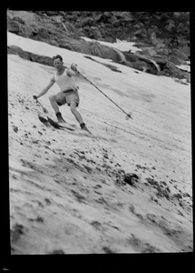 Downhill skier, possibly at Mount Washington
